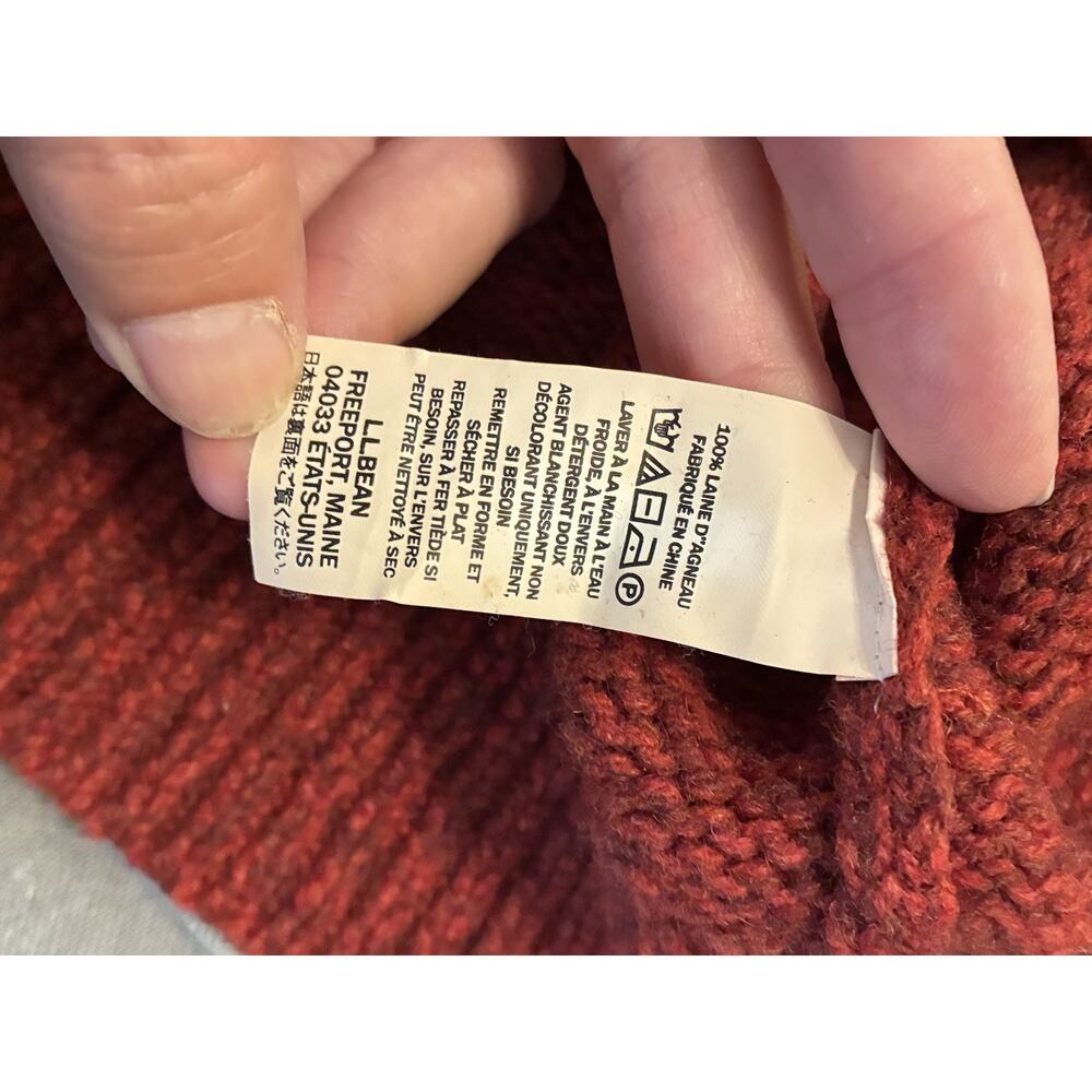 LL Bean 100% Lambswool Pullover Sweater Mens XL Reg Red/Orange Knit Herritage - Picture 6 of 7
